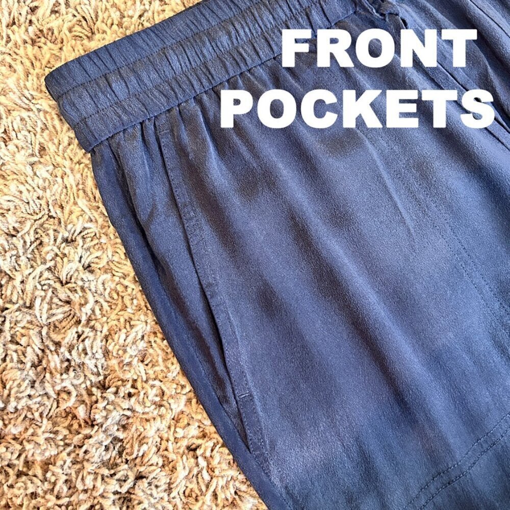 THEORY Charcoal Gray 100% Silk Drawstring Pants in Size Small - Picture 5 of 7